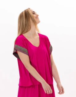 Tee-shirt En Jersey PAMPELONNE 930 Fuchsia -Pyjama Chic Femme Magasin tee shirt en jersey pampelonne 930 fuchsia 5