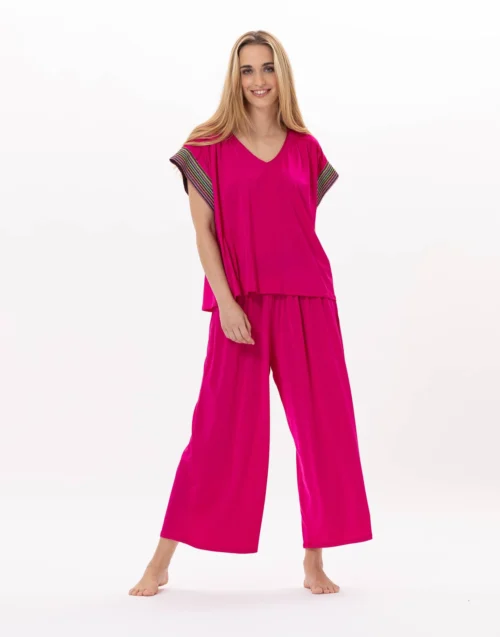 Tee-shirt En Jersey PAMPELONNE 930 Fuchsia -Pyjama Chic Femme Magasin tee shirt en jersey pampelonne 930 fuchsia 6