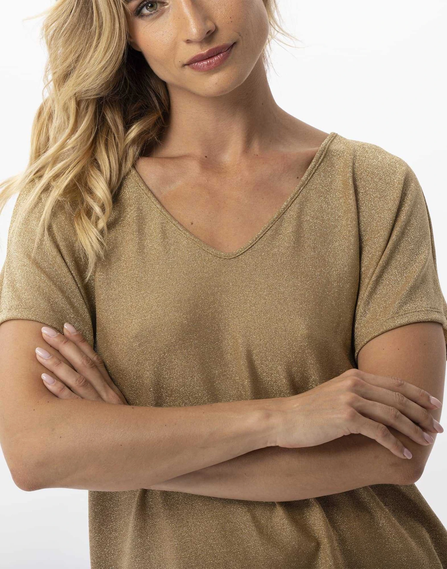 Tee-shirt En Maille Lurex PALMA 730 Doré 2 Tee-shirt En Maille Lurex PALMA 730 Doré – Image 2