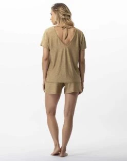 Tee-shirt En Maille Lurex PALMA 730 Doré 10 Tee-shirt En Maille Lurex PALMA 730 Doré -Pyjama Chic Femme Magasin tee shirt en maille lurex palma 730 dore 3