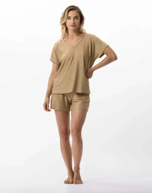 Tee-shirt En Maille Lurex PALMA 730 Doré 12 Tee-shirt En Maille Lurex PALMA 730 Doré -Pyjama Chic Femme Magasin tee shirt en maille lurex palma 730 dore 5