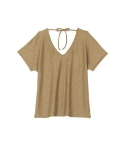 Tee-shirt En Maille Lurex PALMA 730 Doré 13 Tee-shirt En Maille Lurex PALMA 730 Doré -Pyjama Chic Femme Magasin tee shirt en maille lurex palma 730 dore 6