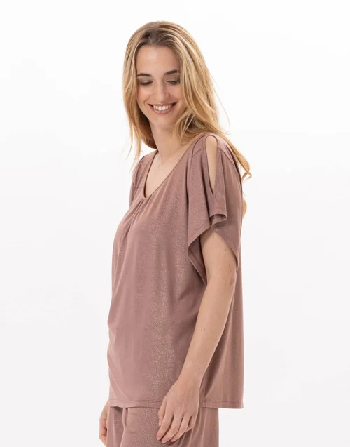 Tee-Shirt En Viscose RAMATUELLE 930 Sable 9 Tee-Shirt En Viscose RAMATUELLE 930 Sable -Pyjama Chic Femme Magasin tee shirt en viscose ramatuelle 930 sable 2