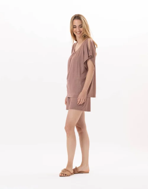 Tee-Shirt En Viscose RAMATUELLE 930 Sable 11 Tee-Shirt En Viscose RAMATUELLE 930 Sable -Pyjama Chic Femme Magasin tee shirt en viscose ramatuelle 930 sable 4