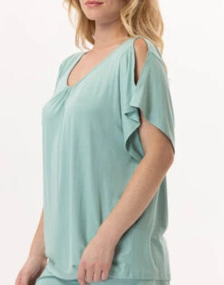 Tee-Shirt En Viscose RAMATUELLE 930 Vert D'eau -Pyjama Chic Femme Magasin tee shirt en viscose ramatuelle 930 vert d eau 2