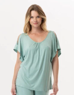 Tee-Shirt En Viscose RAMATUELLE 930 Vert D'eau -Pyjama Chic Femme Magasin tee shirt en viscose ramatuelle 930 vert d eau 3