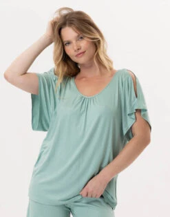 Tee-Shirt En Viscose RAMATUELLE 930 Vert D'eau -Pyjama Chic Femme Magasin tee shirt en viscose ramatuelle 930 vert d eau 4