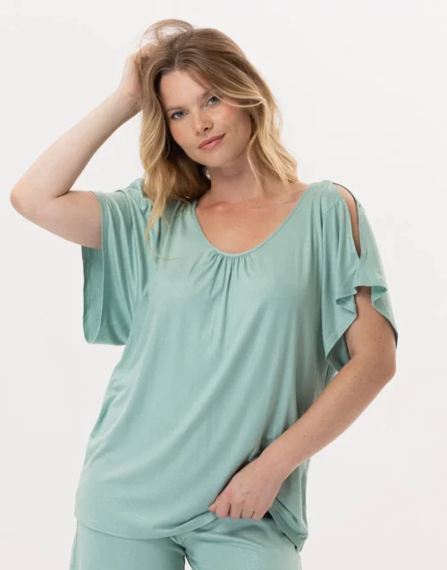 Tee-Shirt En Viscose RAMATUELLE 930 Vert D'eau 13 Tee-Shirt En Viscose RAMATUELLE 930 Vert D'eau -Pyjama Chic Femme Magasin tee shirt en viscose ramatuelle 930 vert d eau 4