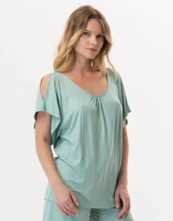 Tee-Shirt En Viscose RAMATUELLE 930 Vert D'eau -Pyjama Chic Femme Magasin tee shirt en viscose ramatuelle 930 vert d eau 5