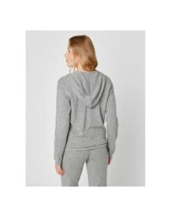 Veste En Cachemire Zippée à Capuche Gris Chiné -Pyjama Chic Femme Magasin veste en cachemire cache 002 zippee devant a capuche coloris gris chine 3