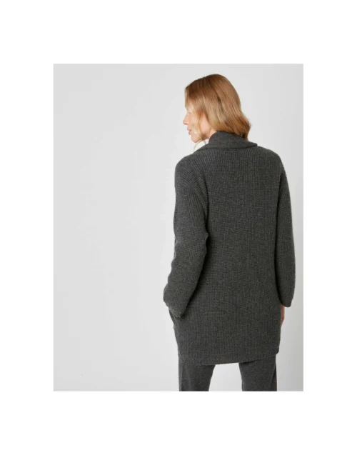 Veste En Cachemire Col Châle Anthracite -Pyjama Chic Femme Magasin veste en cachemire col chale anthracite 3