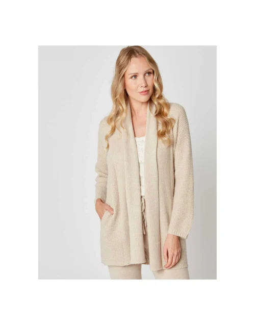 Veste En Cachemire Col Châle Camel