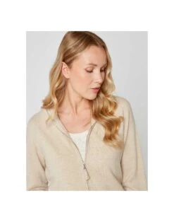 Veste En Cachemire Zippée à Capuche Camel