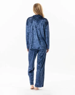 Veste En Panne De Velours PLATINE 870 Bleu -Pyjama Chic Femme Magasin veste en panne de velours platine 870 bleu 4