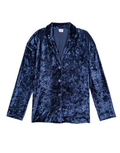 Veste En Panne De Velours PLATINE 870 Bleu -Pyjama Chic Femme Magasin veste en panne de velours platine 870 bleu 5