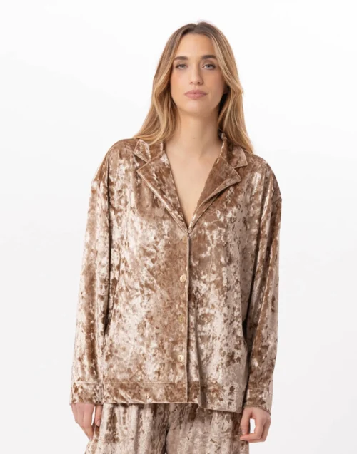 Veste En Panne De Velours PLATINE 870 Doré 8 Veste En Panne De Velours PLATINE 870 Doré -Pyjama Chic Femme Magasin veste en panne de velours platine 870 dore 2