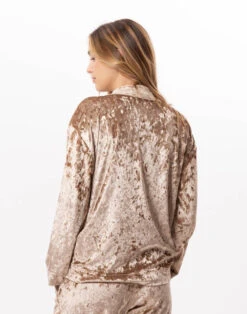 Veste En Panne De Velours PLATINE 870 Doré -Pyjama Chic Femme Magasin veste en panne de velours platine 870 dore 4