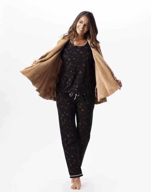 Veste En Peluche Flanelle ESSENTIEL 873 Doré -Pyjama Chic Femme Magasin veste en peluche flanelle essentiel 873 dore 2