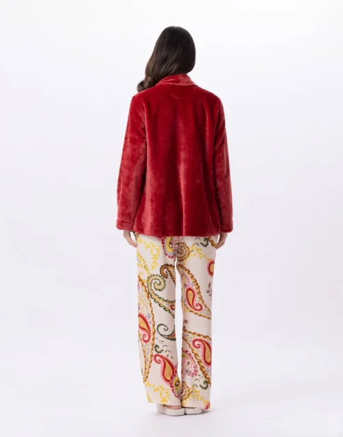 Veste En Peluche Flanelle ESSENTIEL 873 Tomette -Pyjama Chic Femme Magasin veste en peluche flanelle essentiel 873 tomette 4