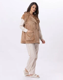Veste En Peluche Flanelle ESSENTIEL 876 Doré 8 Veste En Peluche Flanelle ESSENTIEL 876 Doré -Pyjama Chic Femme Magasin veste en peluche flanelle essentiel 876 dore 2