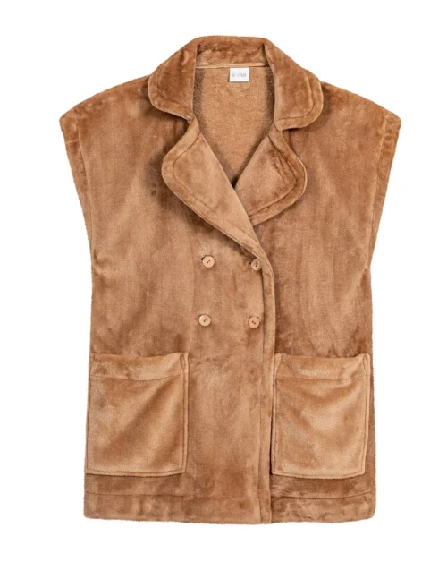 Veste En Peluche Flanelle ESSENTIEL 876 Doré -Pyjama Chic Femme Magasin veste en peluche flanelle essentiel 876 dore 5