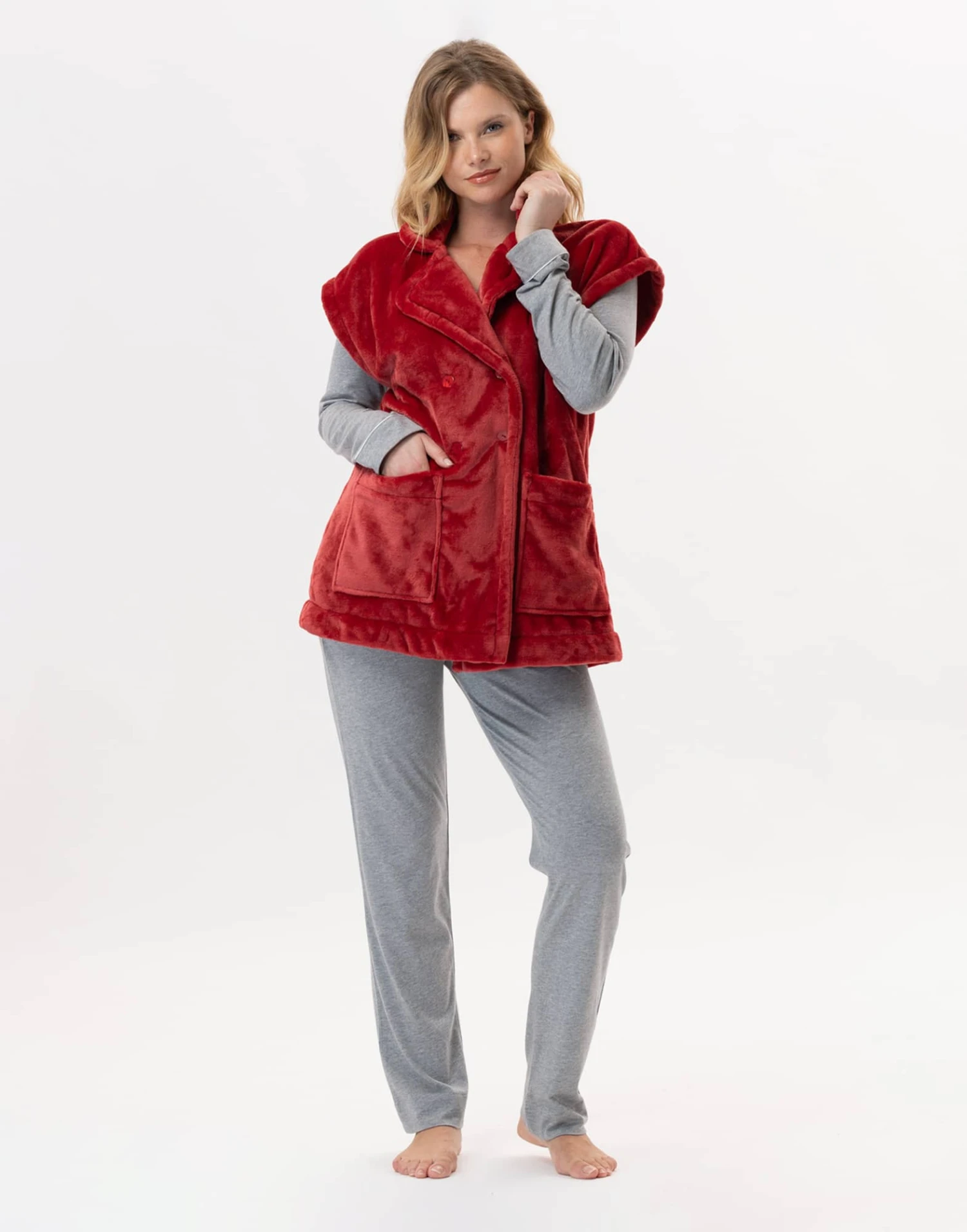 Veste En Peluche Flanelle ESSENTIEL 876 Tomette 4 Veste En Peluche Flanelle ESSENTIEL 876 Tomette – Image 4