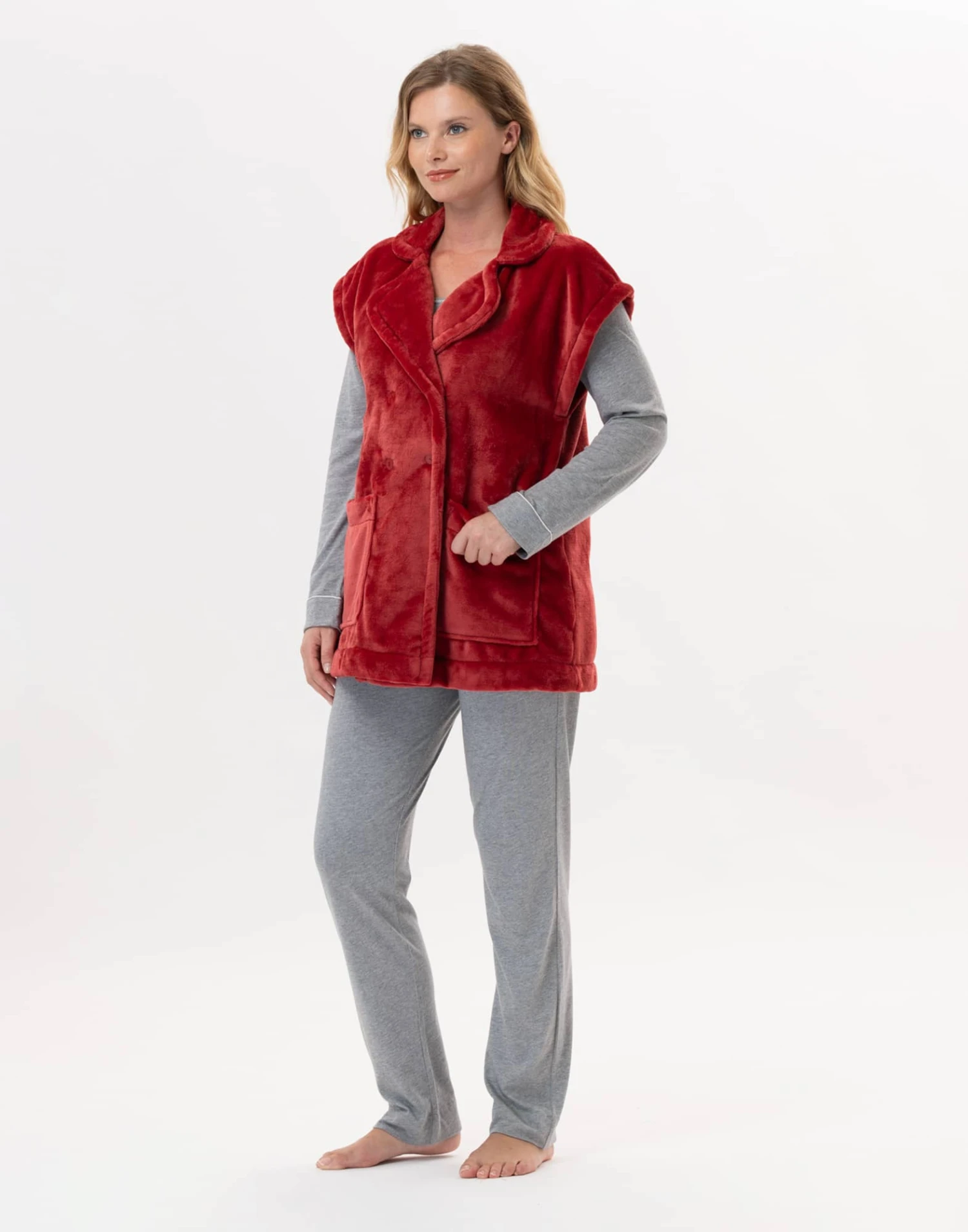 Veste En Peluche Flanelle ESSENTIEL 876 Tomette 5 Veste En Peluche Flanelle ESSENTIEL 876 Tomette – Image 5