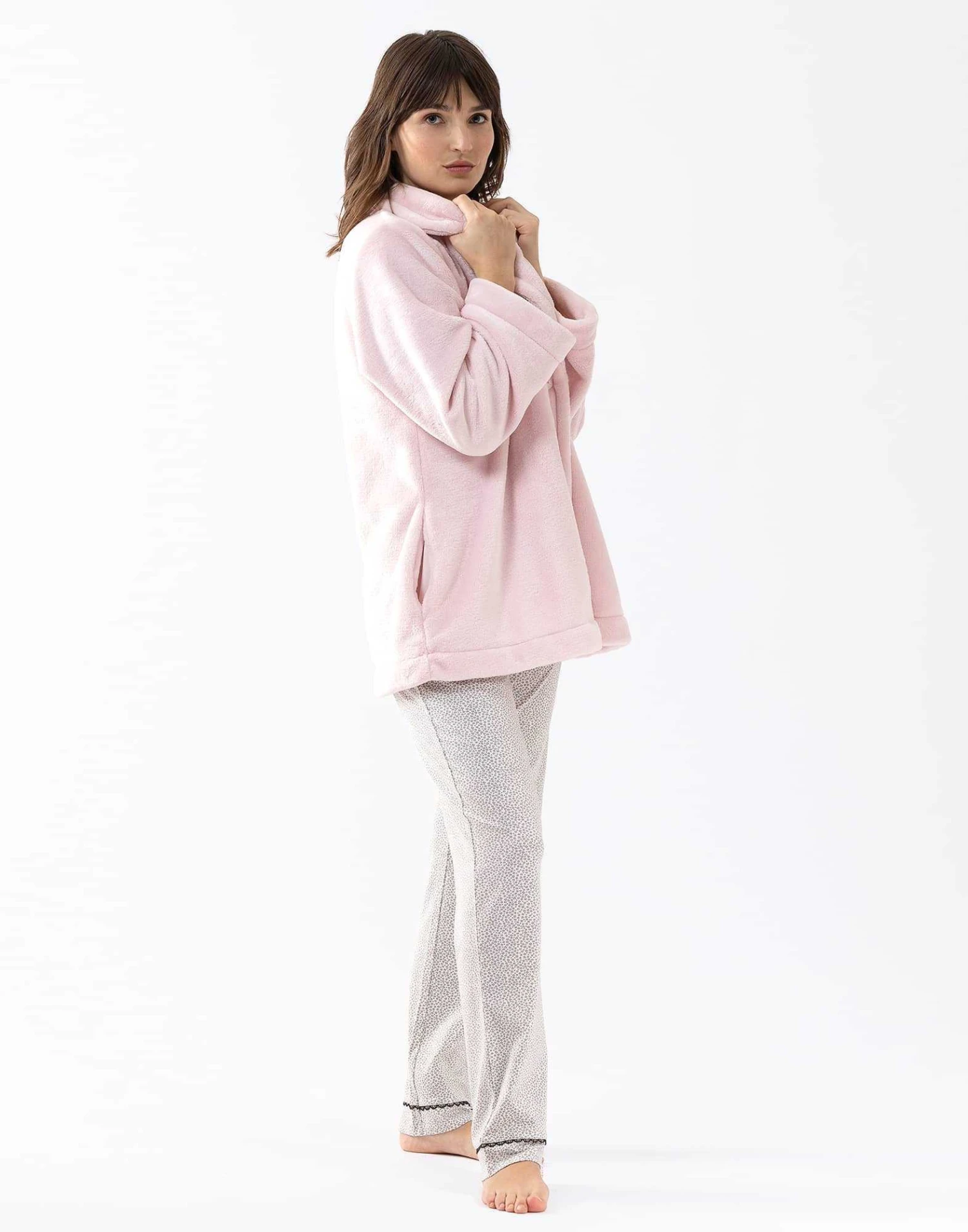 Veste En Peluche Flanelle ESSENTIEL H77A Bois De Rose 3 Veste En Peluche Flanelle ESSENTIEL H77A Bois De Rose – Image 3