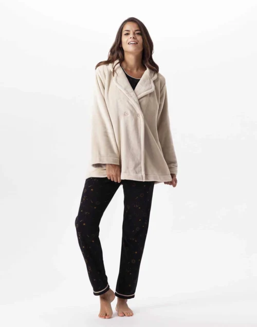 Veste En Peluche Flanelle ESSENTIEL H77A Coquille -Pyjama Chic Femme Magasin veste en peluche flanelle essentiel h77a coquille 2
