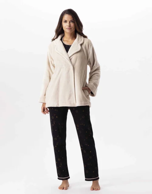 Veste En Peluche Flanelle ESSENTIEL H77A Coquille -Pyjama Chic Femme Magasin veste en peluche flanelle essentiel h77a coquille 3
