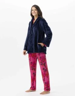 Veste En Peluche Flanelle ESSENTIEL H77A Marine 9 Veste En Peluche Flanelle ESSENTIEL H77A Marine -Pyjama Chic Femme Magasin veste en peluche flanelle essentiel h77a marine 3