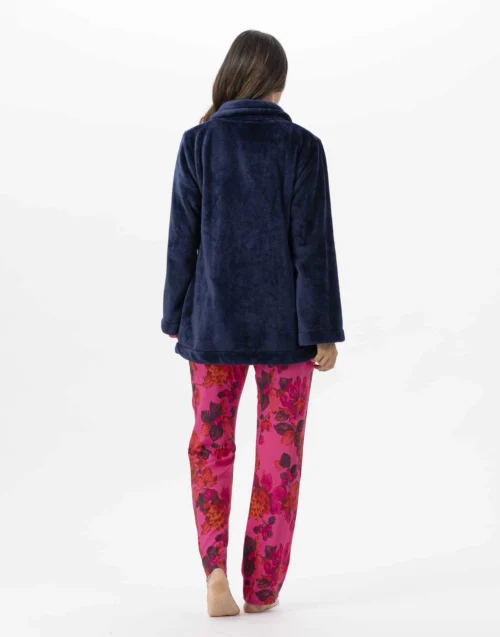Veste En Peluche Flanelle ESSENTIEL H77A Marine -Pyjama Chic Femme Magasin veste en peluche flanelle essentiel h77a marine 4