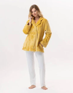 Veste En Peluche Flanelle ESSENTIEL H77A Pollen -Pyjama Chic Femme Magasin veste en peluche flanelle essentiel h77a pollen 2