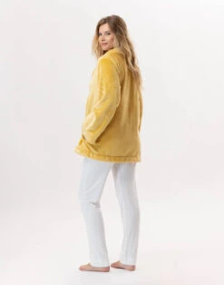 Veste En Peluche Flanelle ESSENTIEL H77A Pollen -Pyjama Chic Femme Magasin veste en peluche flanelle essentiel h77a pollen 4