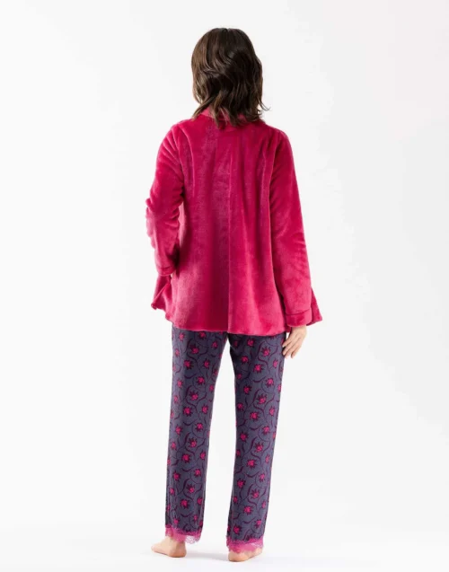 Veste Homewear En Fourrure ESSENTIEL H73A Pivoine -Pyjama Chic Femme Magasin veste homewear en fourrure essentiel h73a pivoine 2