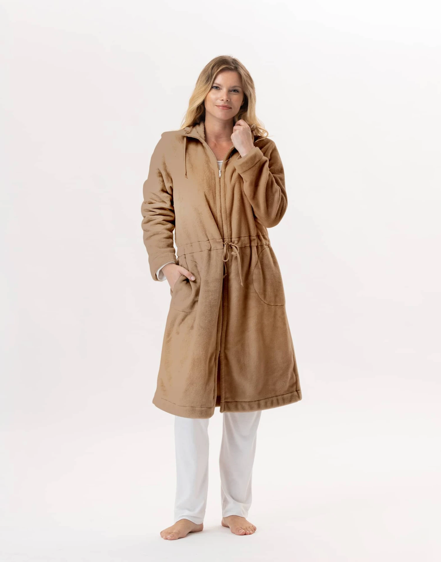 Veste Zippée En Peluche Flanelle ESSENTIEL 853 Doré 4 Veste Zippée En Peluche Flanelle ESSENTIEL 853 Doré – Image 4