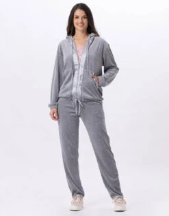 Veste Zippée En Velours VELVET 870Gris Chine -Pyjama Chic Femme Magasin veste zippee en velours velvet 870 gris chine 5