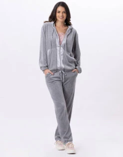 Veste Zippée En Velours VELVET 870Gris Chine -Pyjama Chic Femme Magasin veste zippee en velours velvet 870 gris chine 6