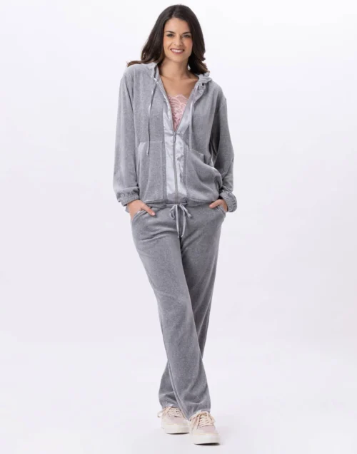 Veste Zippée En Velours VELVET 870Gris Chine -Pyjama Chic Femme Magasin veste zippee en velours velvet 870 gris chine 6