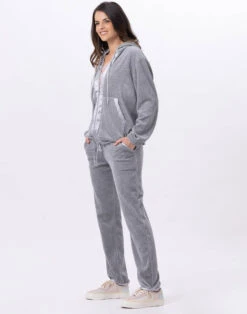 Veste Zippée En Velours VELVET 870Gris Chine -Pyjama Chic Femme Magasin veste zippee en velours velvet 870 gris chine 7