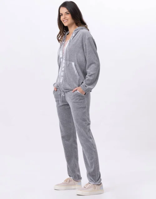 Veste Zippée En Velours VELVET 870Gris Chine -Pyjama Chic Femme Magasin veste zippee en velours velvet 870 gris chine 7